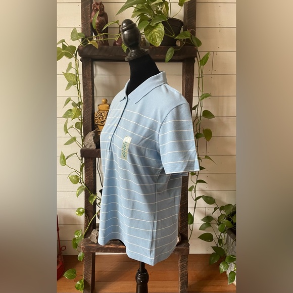 Eddie Bauer: Blue Golf Polo with White Stripes - Picture 8 of 17